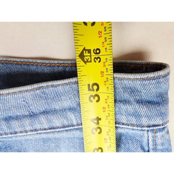 Madewell Size 31X25 Women Wide Leg Crop Blue Denim Embroidered Logo Pocket Jeans - Picture 10 of 15